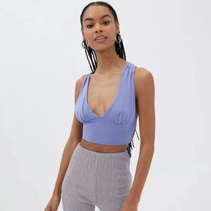 Urban Outfitters Blue Phoenix Plunging Tie Back Top